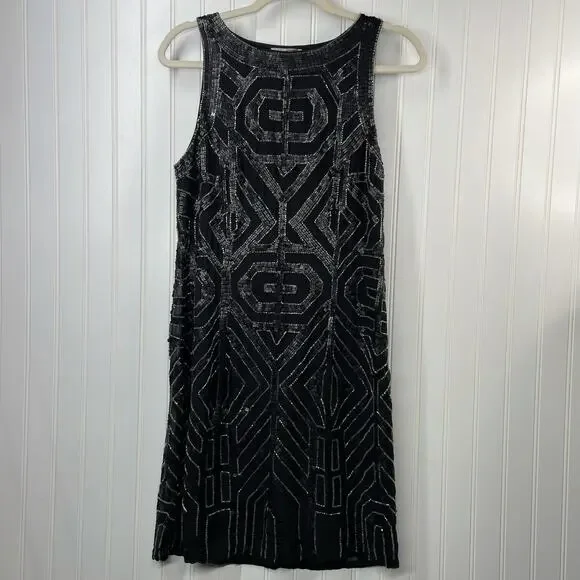 VIE LA V Women’s Size 6 Black Beaded Shift Cocktail Dress LBD Evening Party - Picture 2 of 6